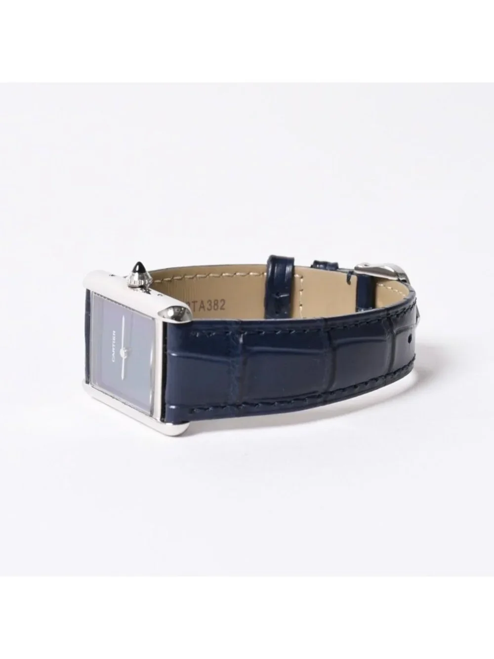 Cartier Tank Must LM Watch SS Quartz Leather Blue Dial